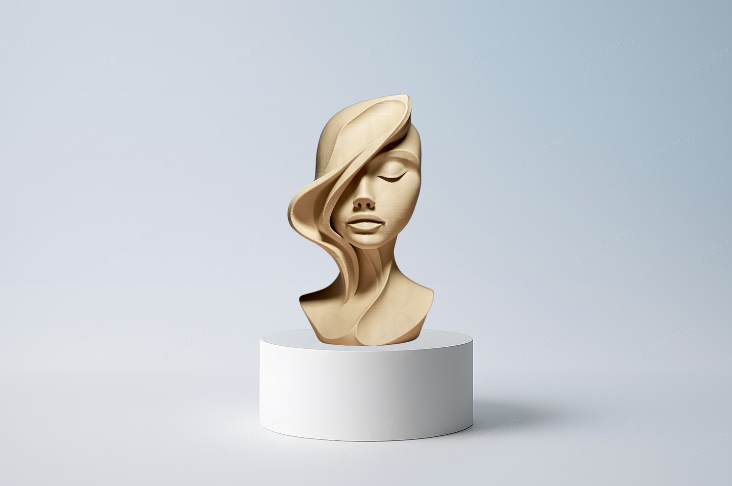 🌸 Abstrakte Frauengesicht Skulptur – Skulptur mit Haarstruktur