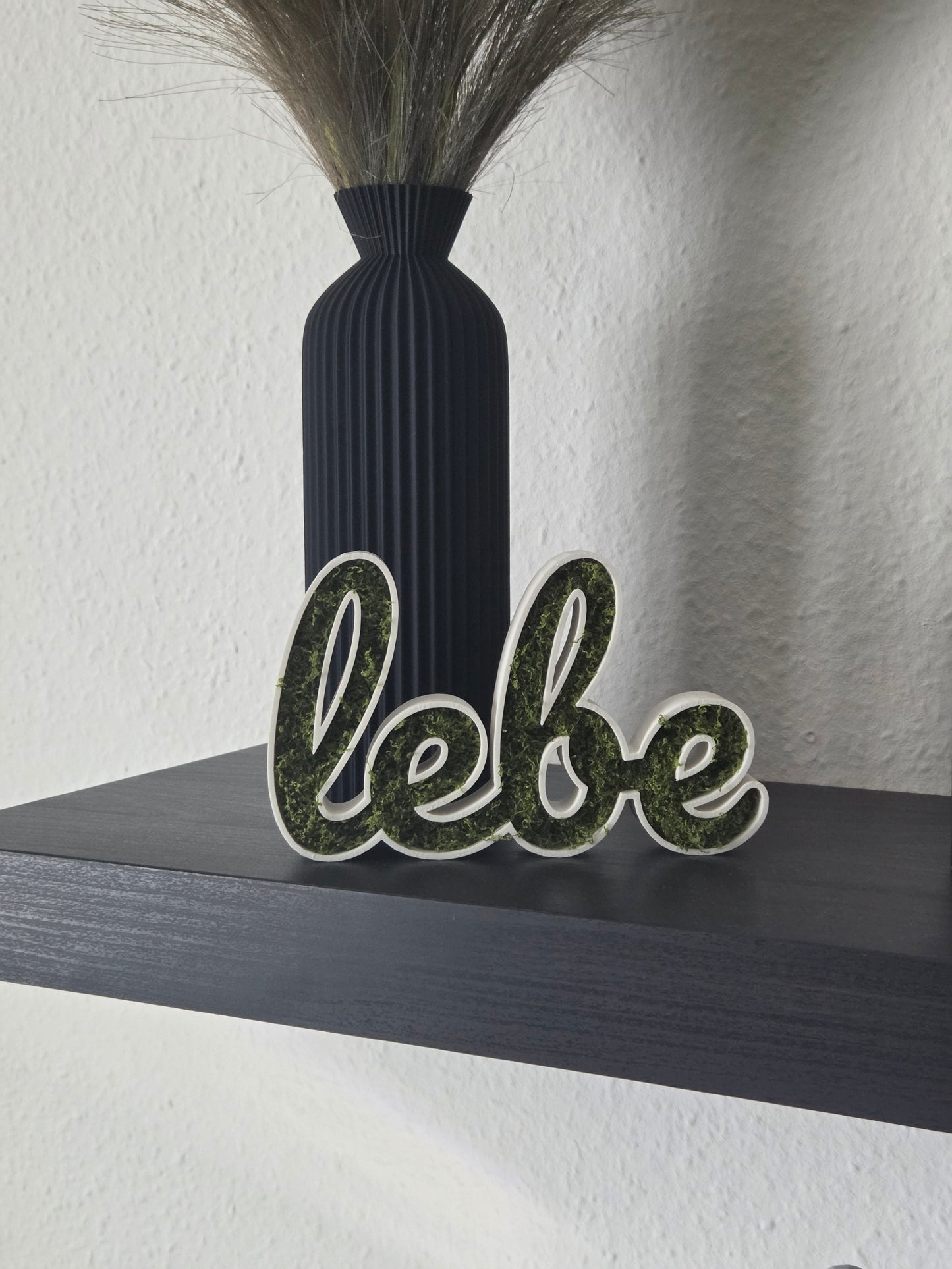 🌿🔤 Moos-Wortschild "lebe" – 3D-gedruckt Dekoration