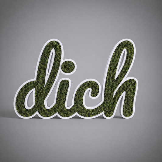 🌿🔤 Moos-Wortschild "dich" – 3D-gedruckt Dekoration