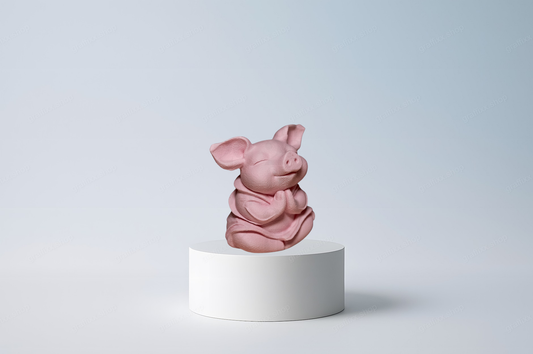 🐷🧘 Niedliches meditierendes Ferkel –  Zen Tierfigur