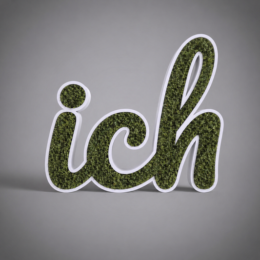 🌿🔤 Moos-Wortschild "ich" – 3D-gedruckt Dekoration