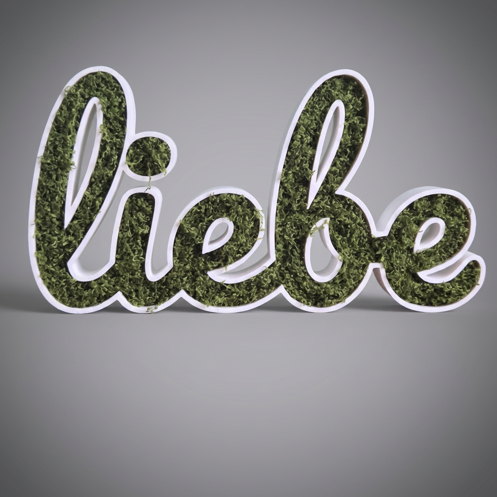 🌿🔤 Moos-Wortschild "liebe" – 3D-gedruckt Dekoration