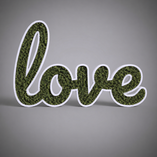 🌿🔤 Moos-Wortschild "love" – 3D-gedruckt Dekoration