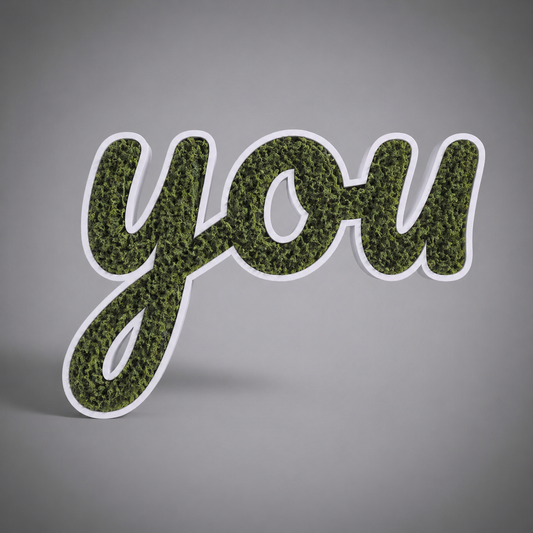 🌿🔤 Moos-Wortschild "you" – 3D-gedruckt Dekoration